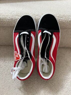 NWT Vans Old Skool BLACK/RED/WHITE Canvas Sneakers